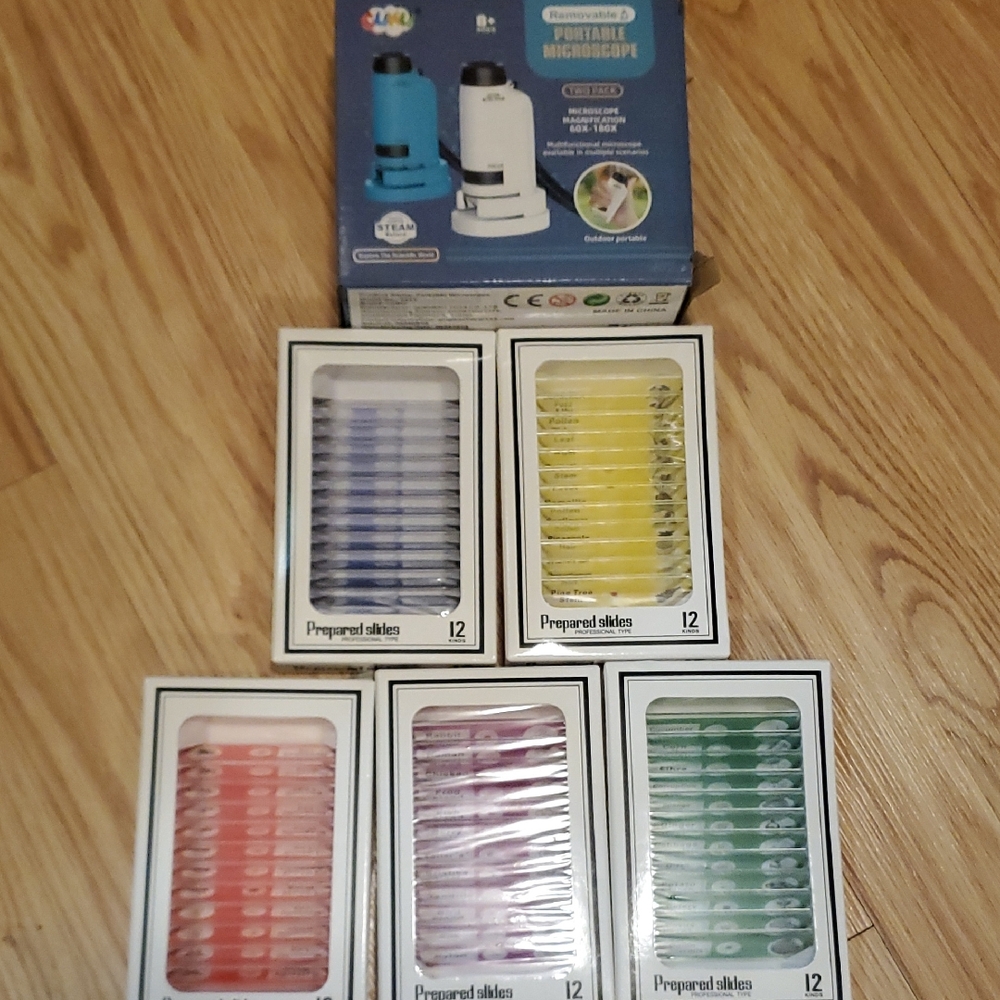 2-Pack Portable Microscope Set w/ 60 Prepared Slides (STEAM Toy)